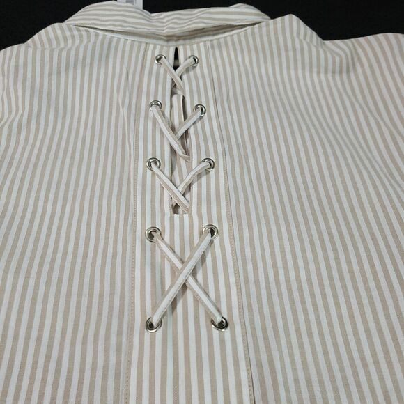 Chico's Womens Button Up Blouse Multicolor Size 2 100% Cotton 3/4 Sleeve Collar - Picture 11 of 12